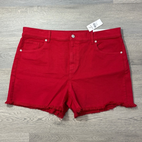 LOFT Pants - LOFT Red The‎ Cut Off Denim Short - 32/14 NWT